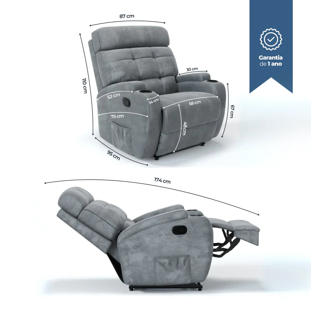 Poltrona Reclinável Damie Manual Fixa com Gatilho