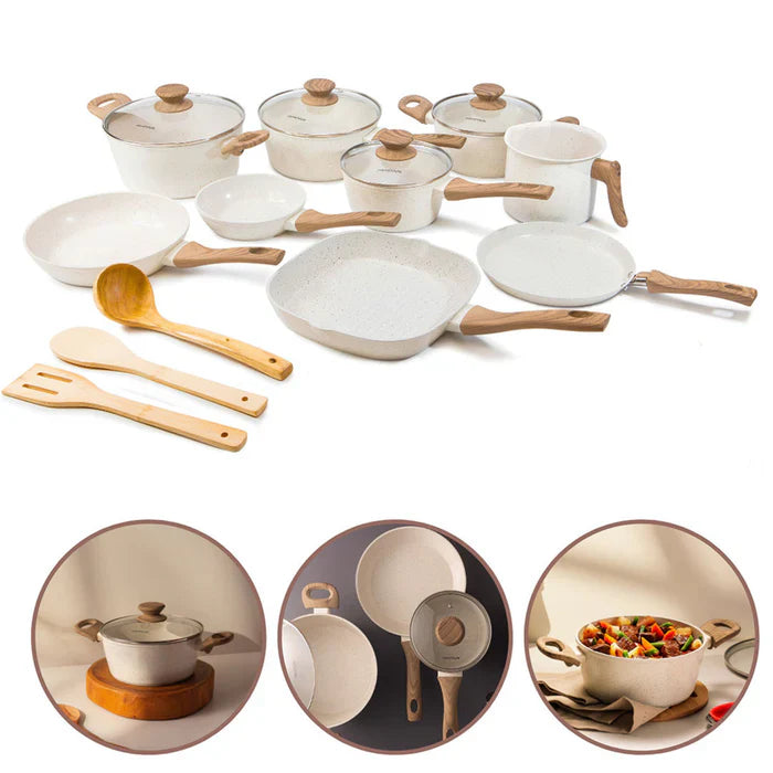 Kit Cozinha dos Sonhos: 9 Panelas Ceramica + 13 Utensílios de Brinde